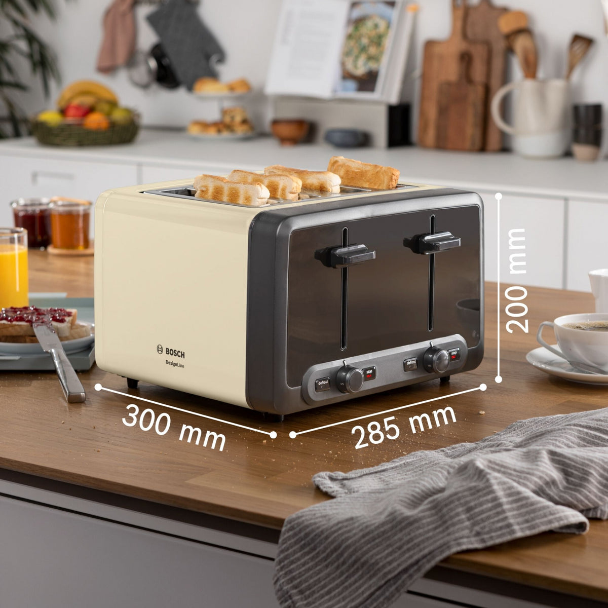 Bosch TAT4P447GB 4 Slot Toaster - Cream