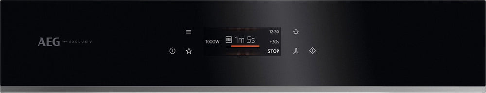 AEG GK7NK62FB 59.5cm Compact Combi Microwave Oven - Gloss Black with Steel Trim