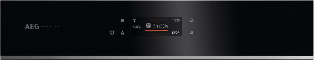 AEG GX7PB63FSB 59.6cm Built In Electric Single Oven - Gloss Black with Steel Trim