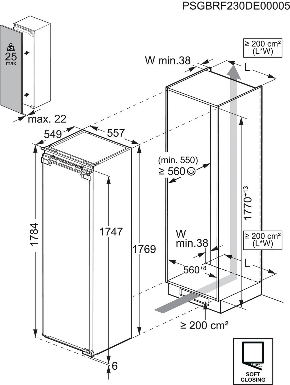 AEG NAB7N181EC Fully Integrated Upright No Frost Freezer - Fixed Hinge