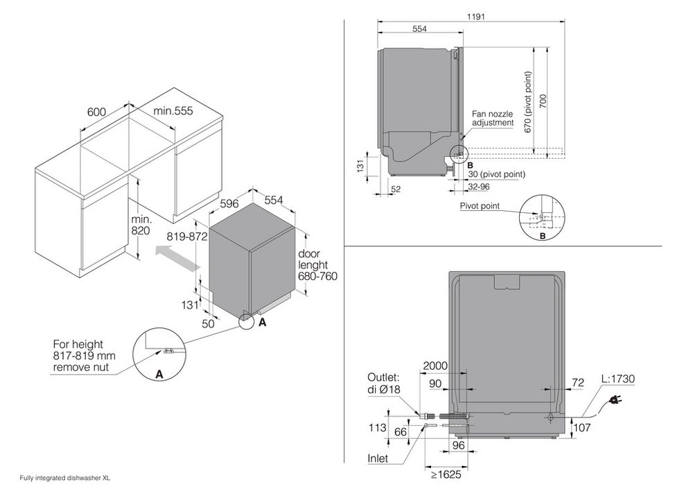 ASKO DFI545N.UK Integated Dishwasher - 14 Place Settings