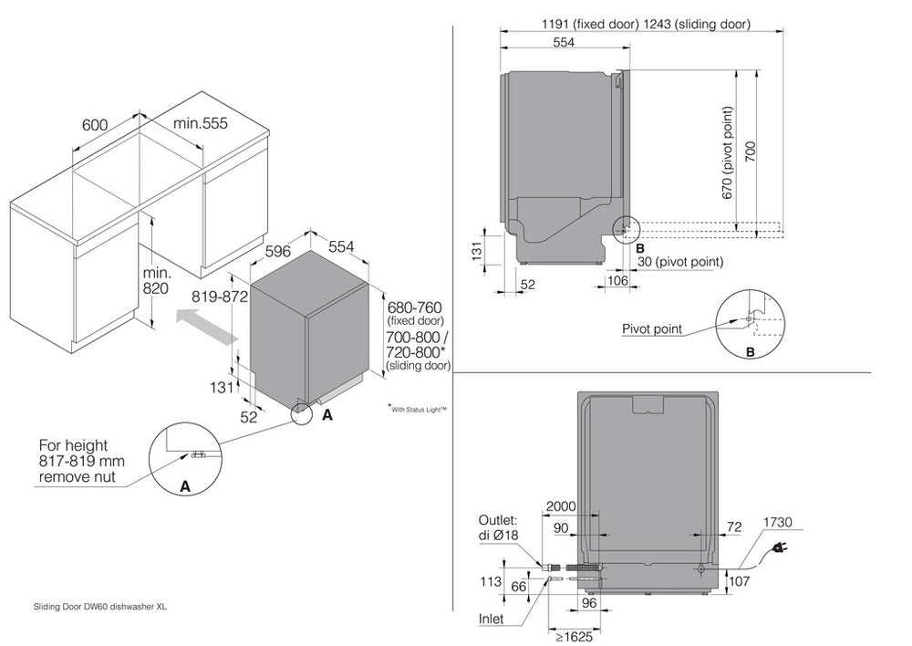 ASKO DSDP747U.UK Integrated Dishwasher - 14 place setting