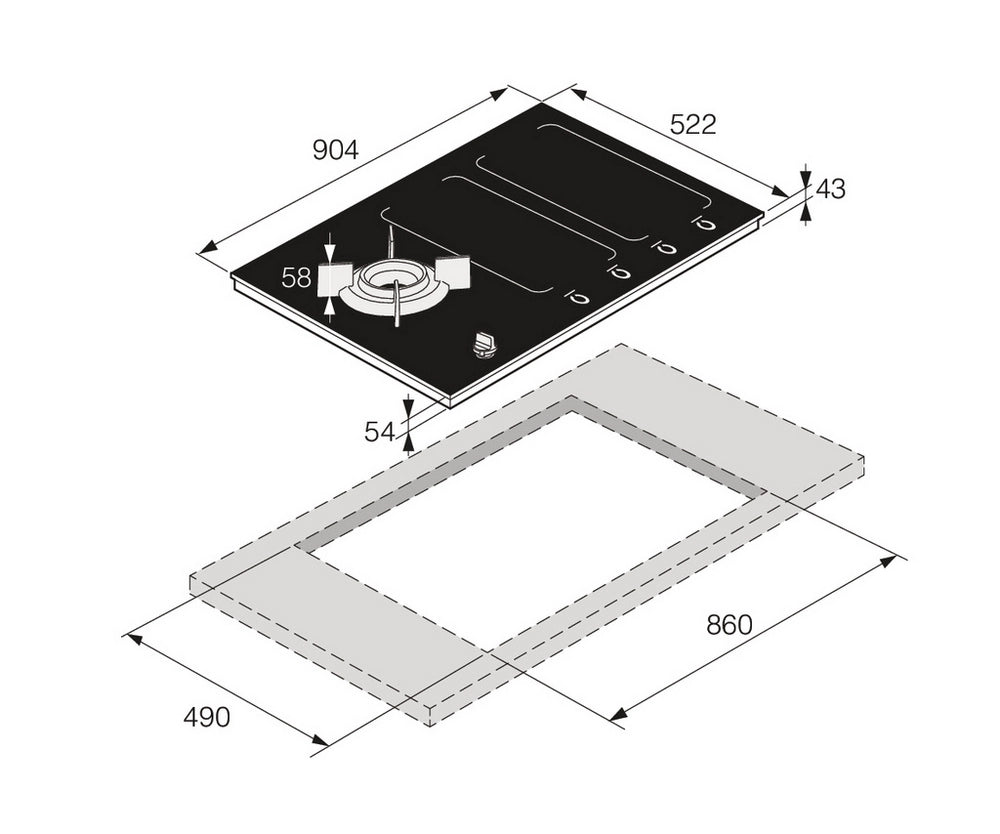 ASKO HIG89524BGB1 90cm 5 Zone Induction/Gas Hob - Black