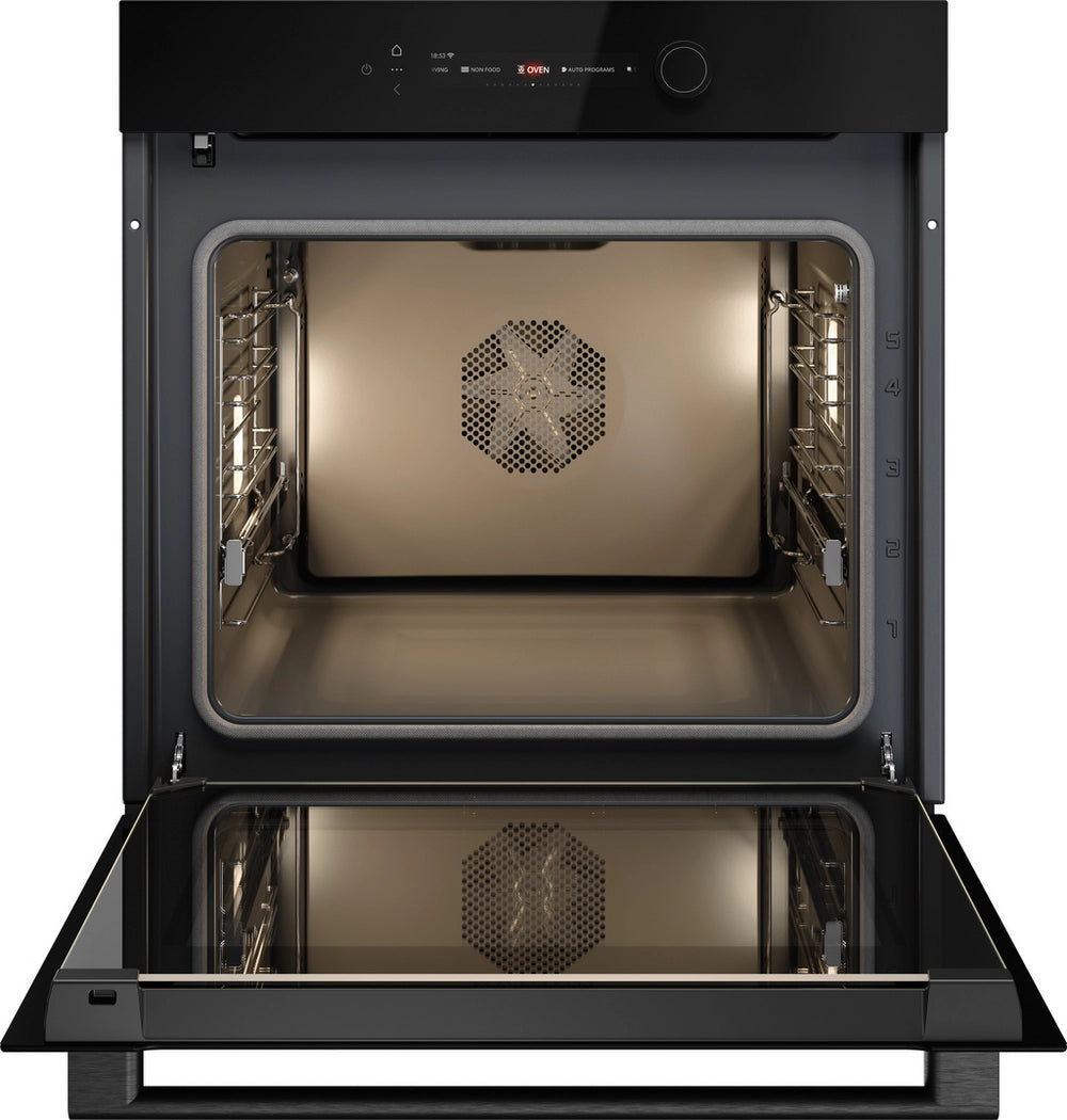 ASKO OTP56BGH 60cm Multifunctional Built In Single Oven with Pyrolytic cleaning - Black Glass,