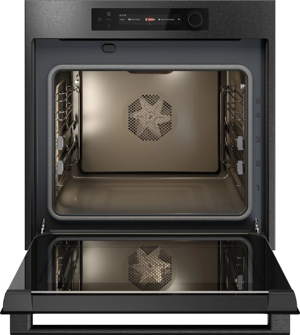 ASKO OTP66BSH 60cm Multifunctional Built In Single Oven with Pyrolytic cleaning - Black Steel