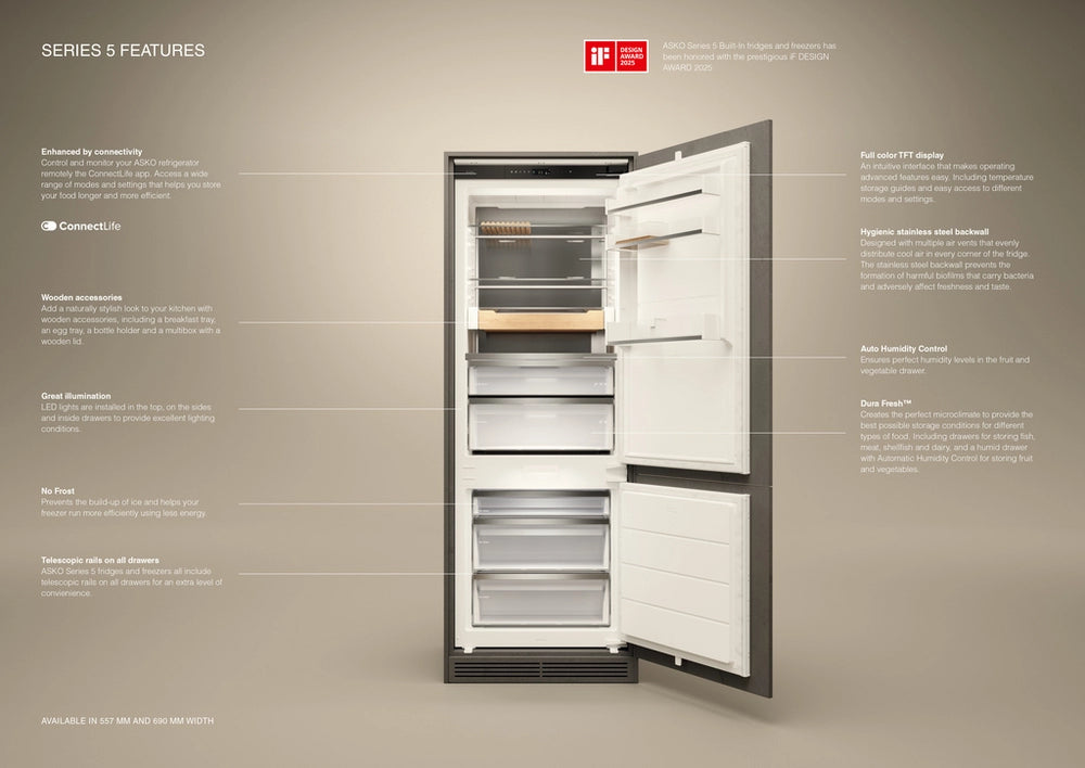 ASKO RBC576DNC1.UK 60/40 Integrated No Frost Fridge Freezer