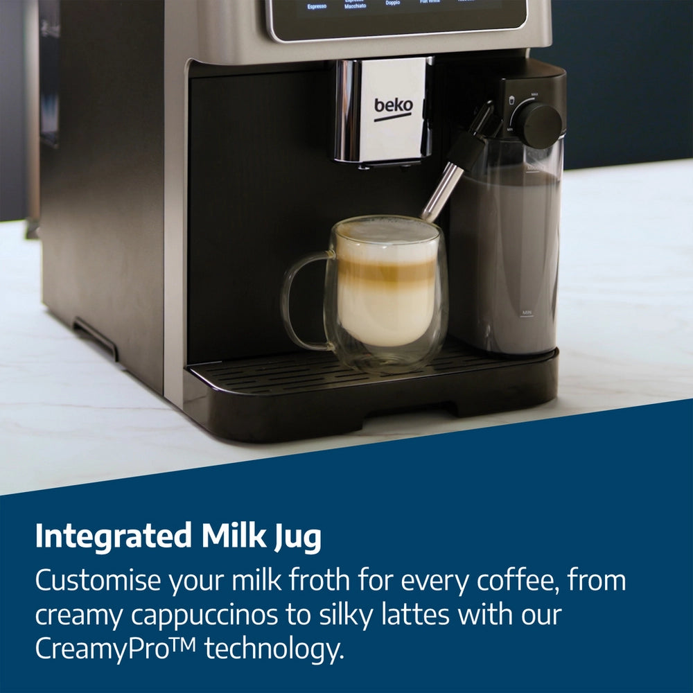 Beko CEG8564X CaffeExperto Series Espresso Machine with Integrated Grinder and Milk Cup - Silver