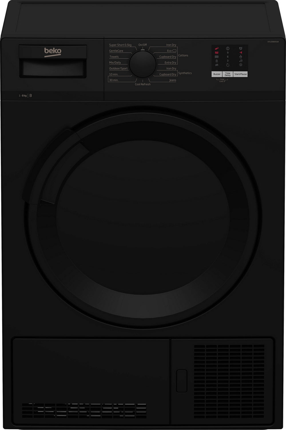 Beko DTLCE80051B 8kg Condenser Tumble Dryer with Sensor Programmes - Black
