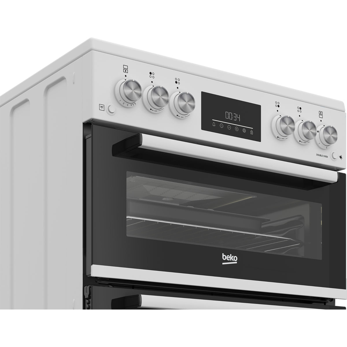 Beko EDG6231W 60cm Double Oven Gas Cooker with Gas Hob - White