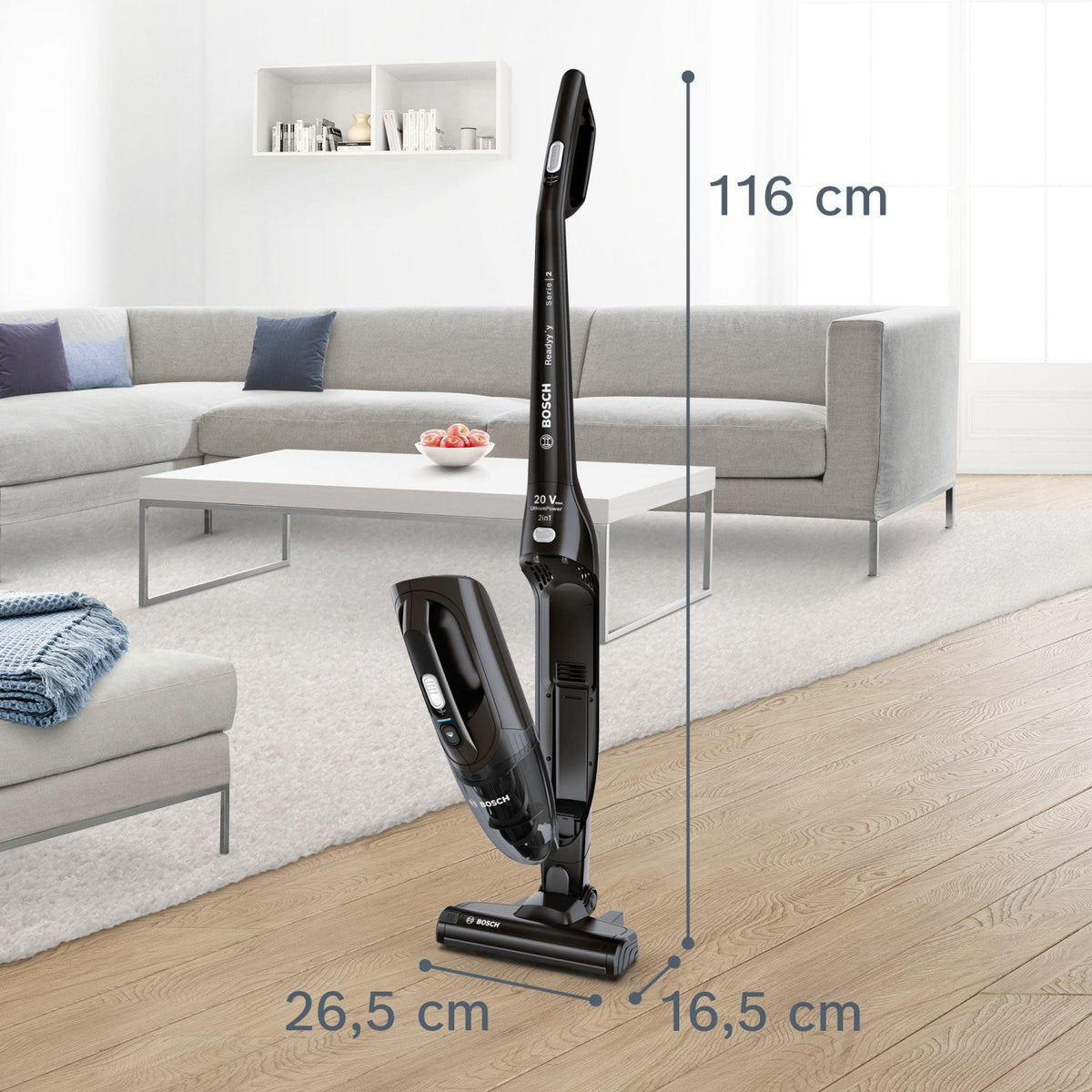 Bosch BCHF220GB Serie 2 2-in-1 Cordless Vacuum Cleaner - 44 Minutes Run Time - Jet Black