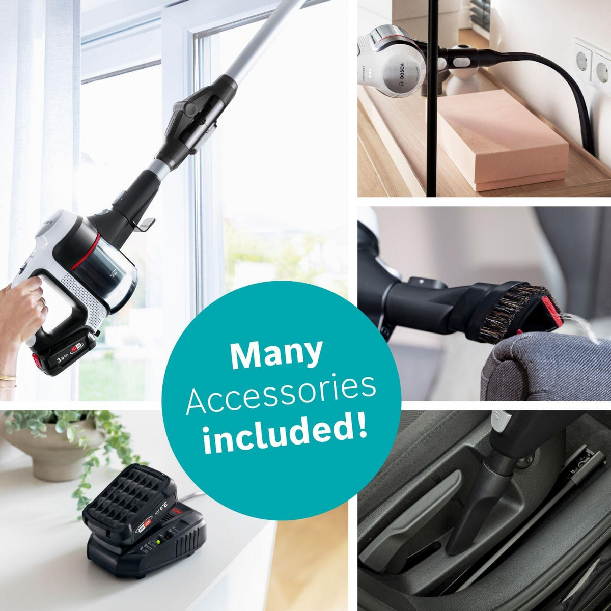Bosch Unlimited 7 BCS712GB Cordless Vacuum Cleaner with Dual Battery - 80 Minutes Run Time - White & Black