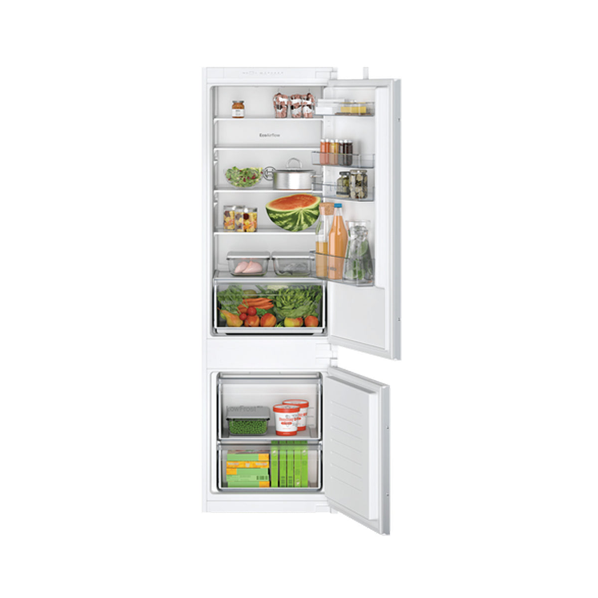 Bosch KIV87NSE0G 54.1cm 70/30 Built In Fridge Freezer - White