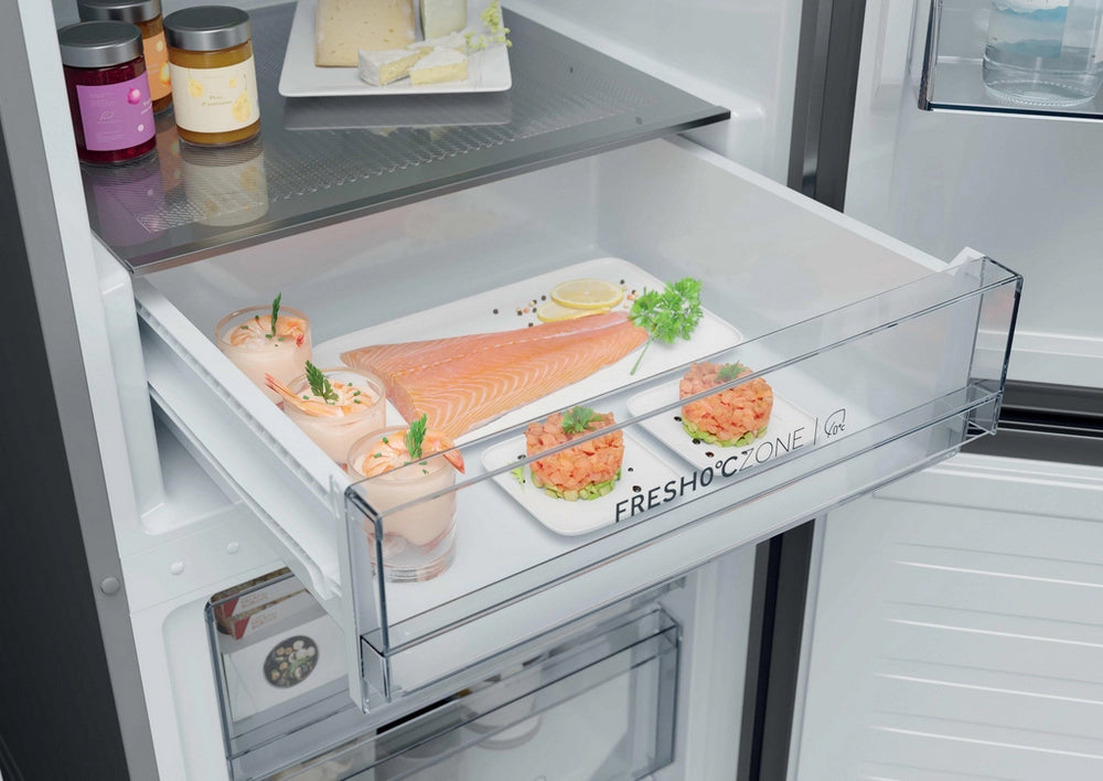 Haier 2D 60 Serie 3 HDPR3618DNPK 355L Total No Frost Fridge Freezer - Stainless Steel