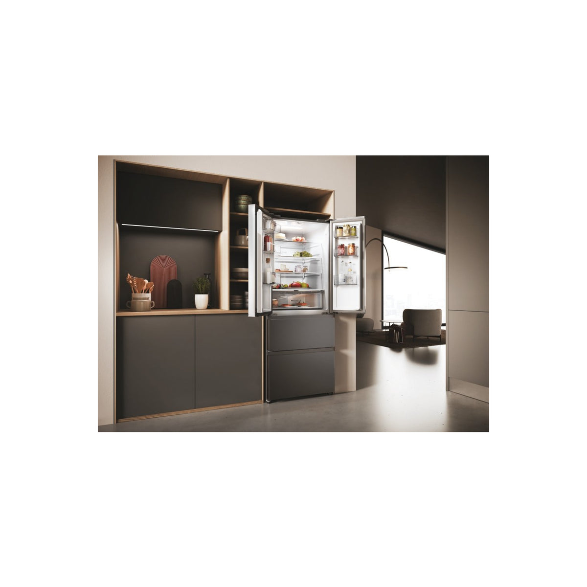 Haier HFR3718ENMD 70cm 60/40 Total No Frost Fridge Freezer - Dark Inox