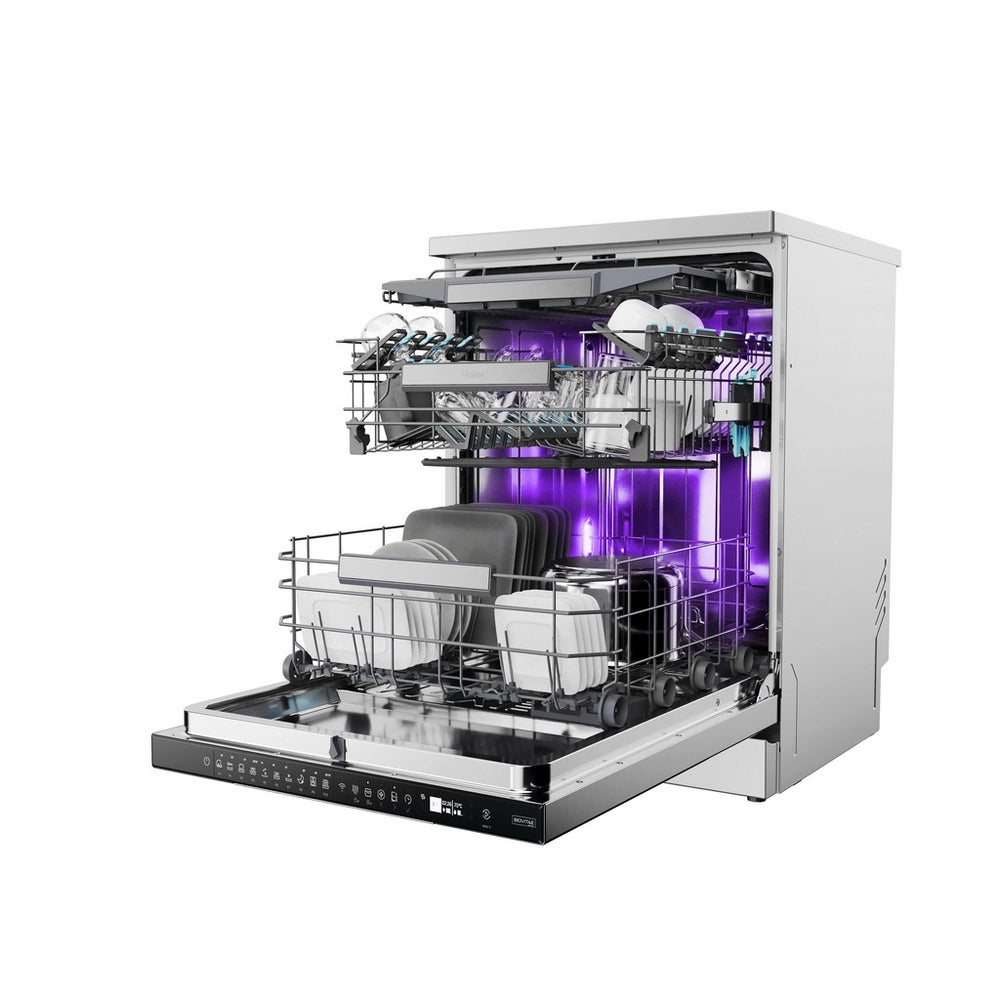 Haier XF 6B2M3BX-80 Dishwasher - Silver - 16 Place Settings