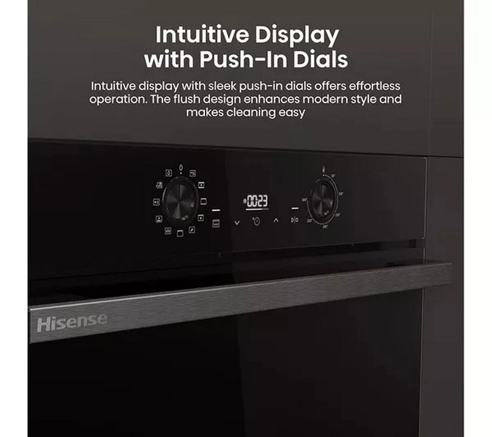 Hisense BI622ABPGUK Built In Electric Single Steam, Plug & Play Oven - Jet Black