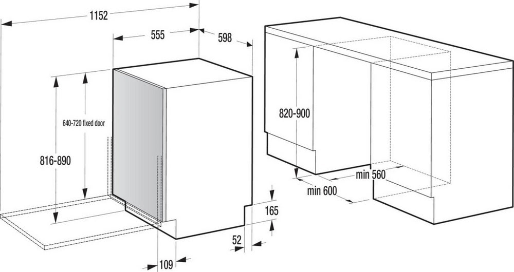 Hisense HV663A60UK Built in Dishwasher - 16 Place Settings