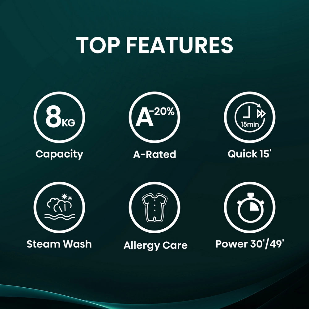 Hisense WF1Q8041BW 8kg 1400 Spin, Steam Washing Machine - White