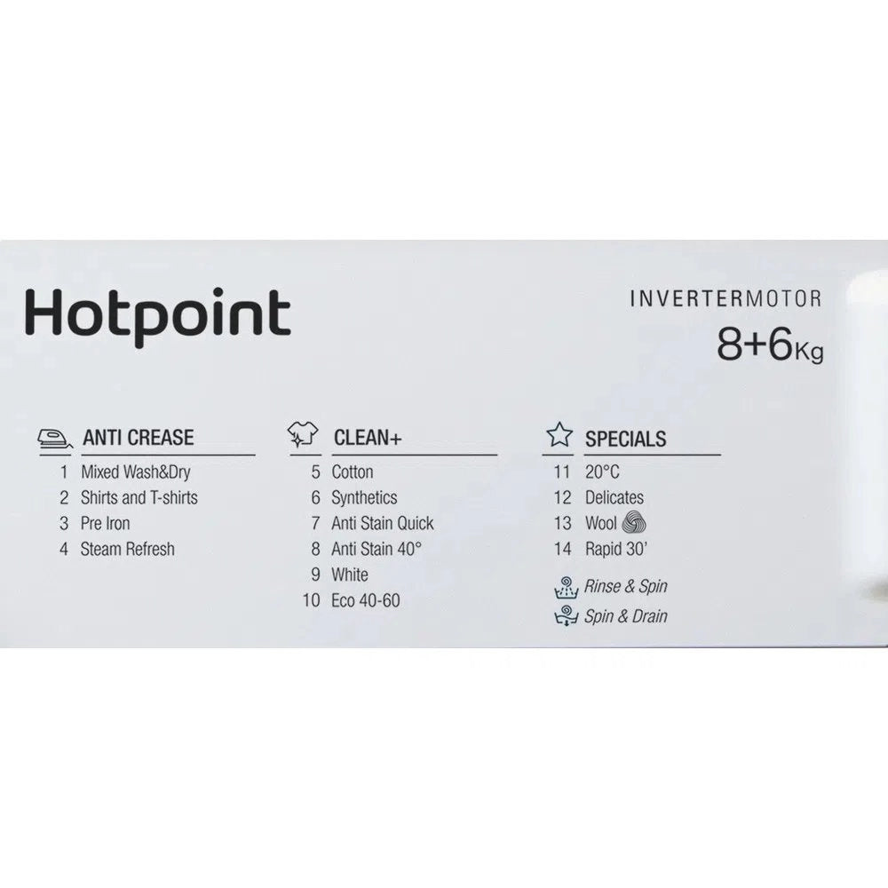 Hotpoint BIWDHG861485 8kg/6kg 1400 Spin Integrated Washer Dryer - White
