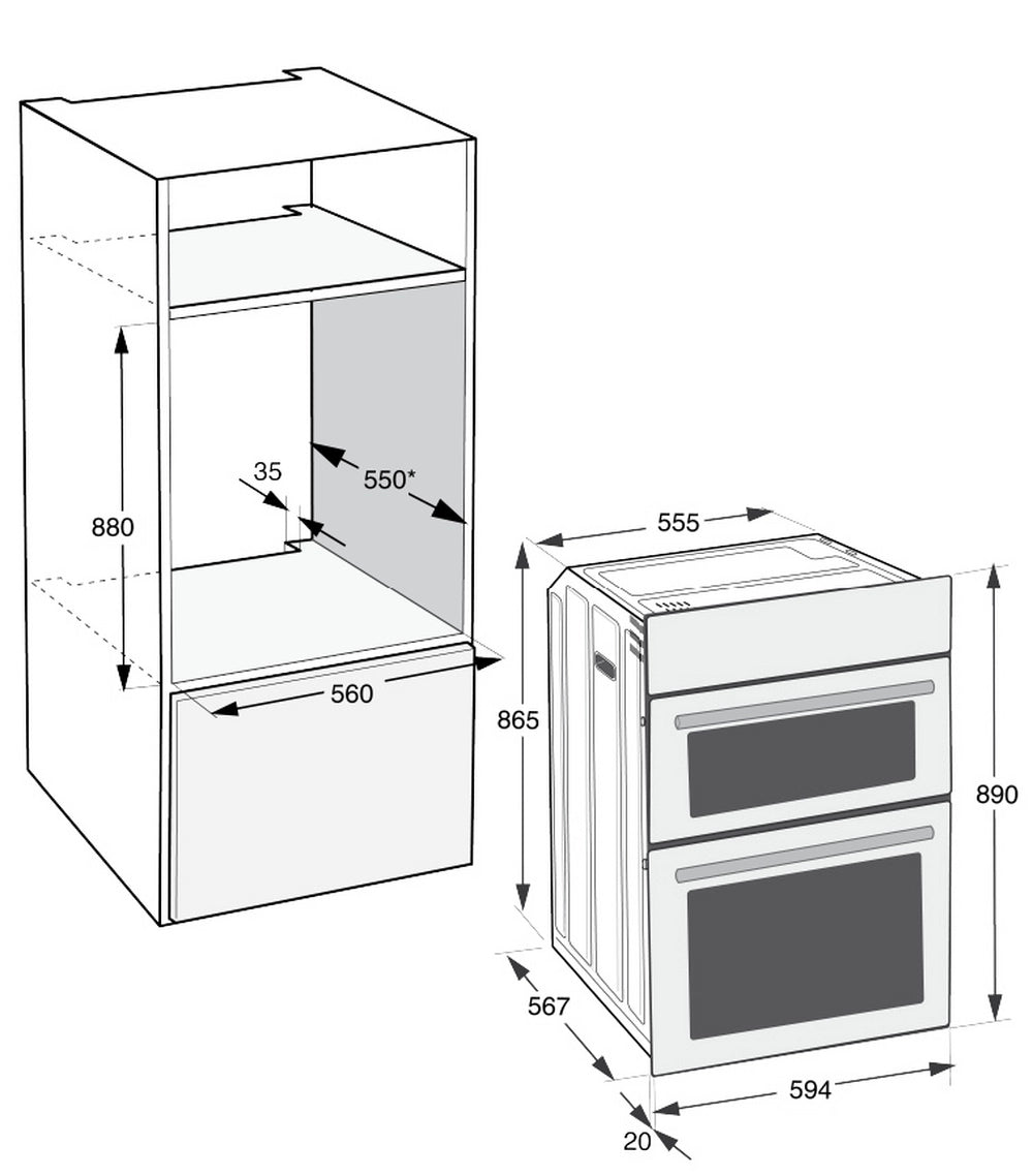 Hotpoint DIH82DIX 59.4cm Built In Electric Double Oven - Stainless Steel
