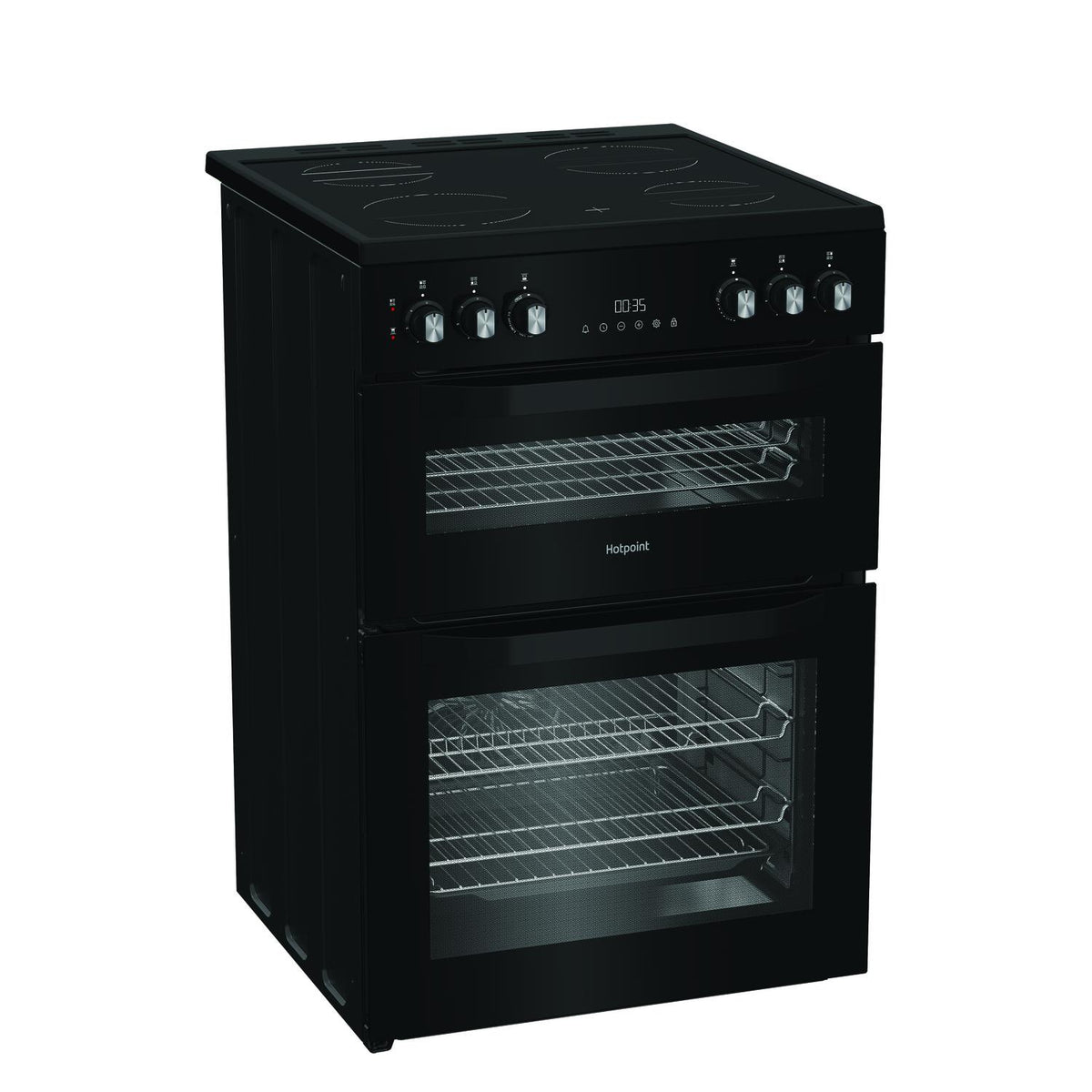 Hotpoint HDE6VDC2B1 60cm Double Oven Electric Cooker with Ceramic Hob - Black