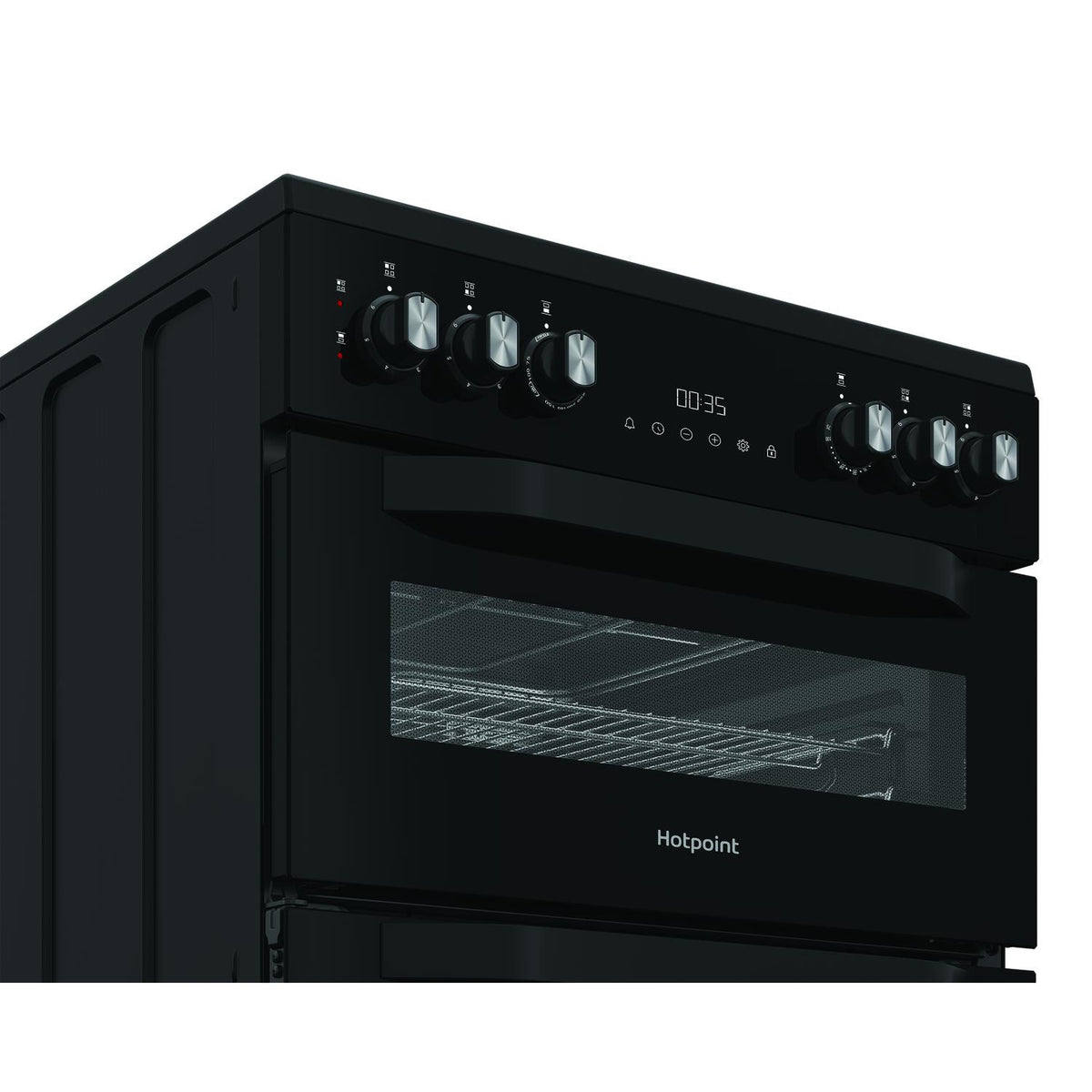 Hotpoint HDE6VDC2B1 60cm Double Oven Electric Cooker with Ceramic Hob - Black