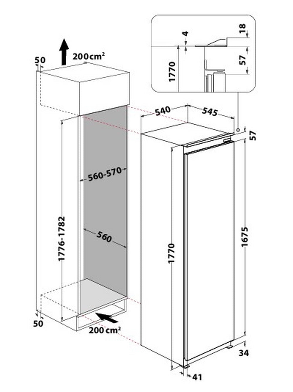 Hotpoint HTSD18A011A1 54cm Integrated Low Frost Tall Larder Fridge