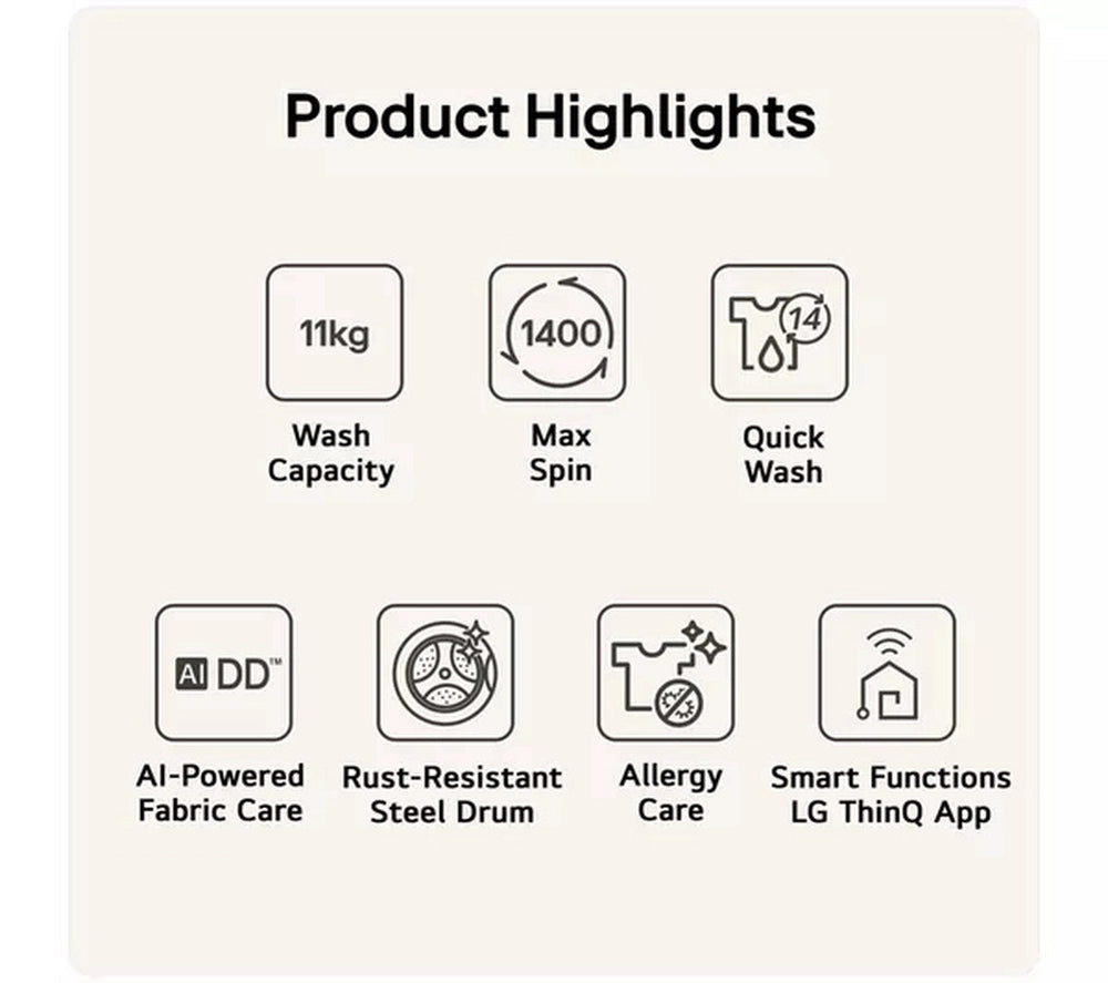 LG F4Y711NCTN1 Series 4 Pro AI Direct Drive - 11 kg Washing Machine - Onyx Black