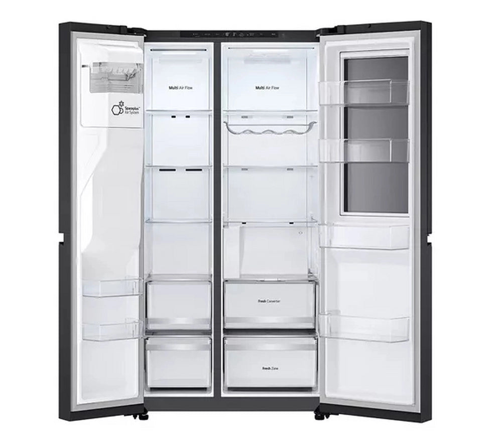 LG GSXE80EVBE InstaView™ Plumbed American Style Smart Fridge Freezer - Essence Black Steel