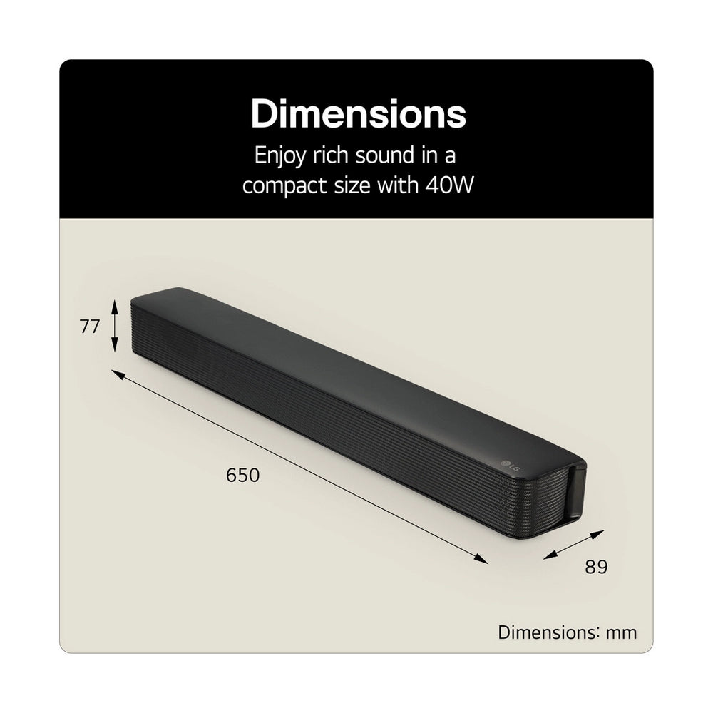 LG SQM1.AGBRLLK soundbar speaker 2.0 channels 40 W - Black