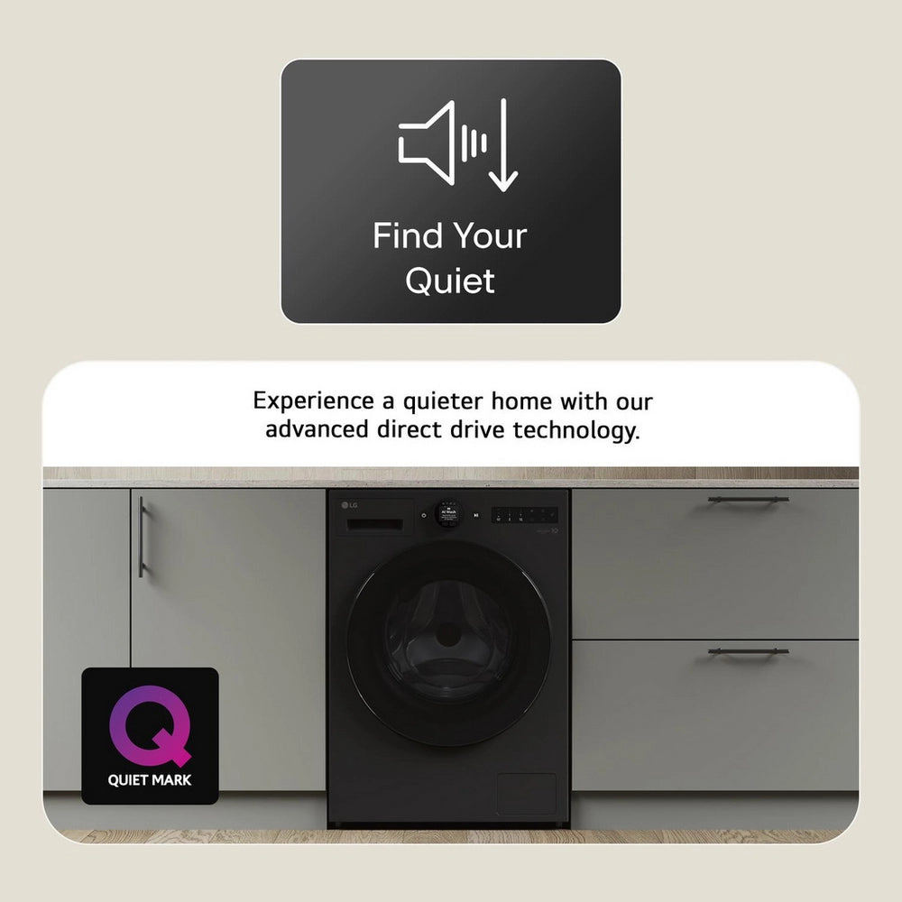 LG Series 10 AI Direct Drive WHX9516TBC - 11 kg Autodose Heat Pump Washer Dryer - Black