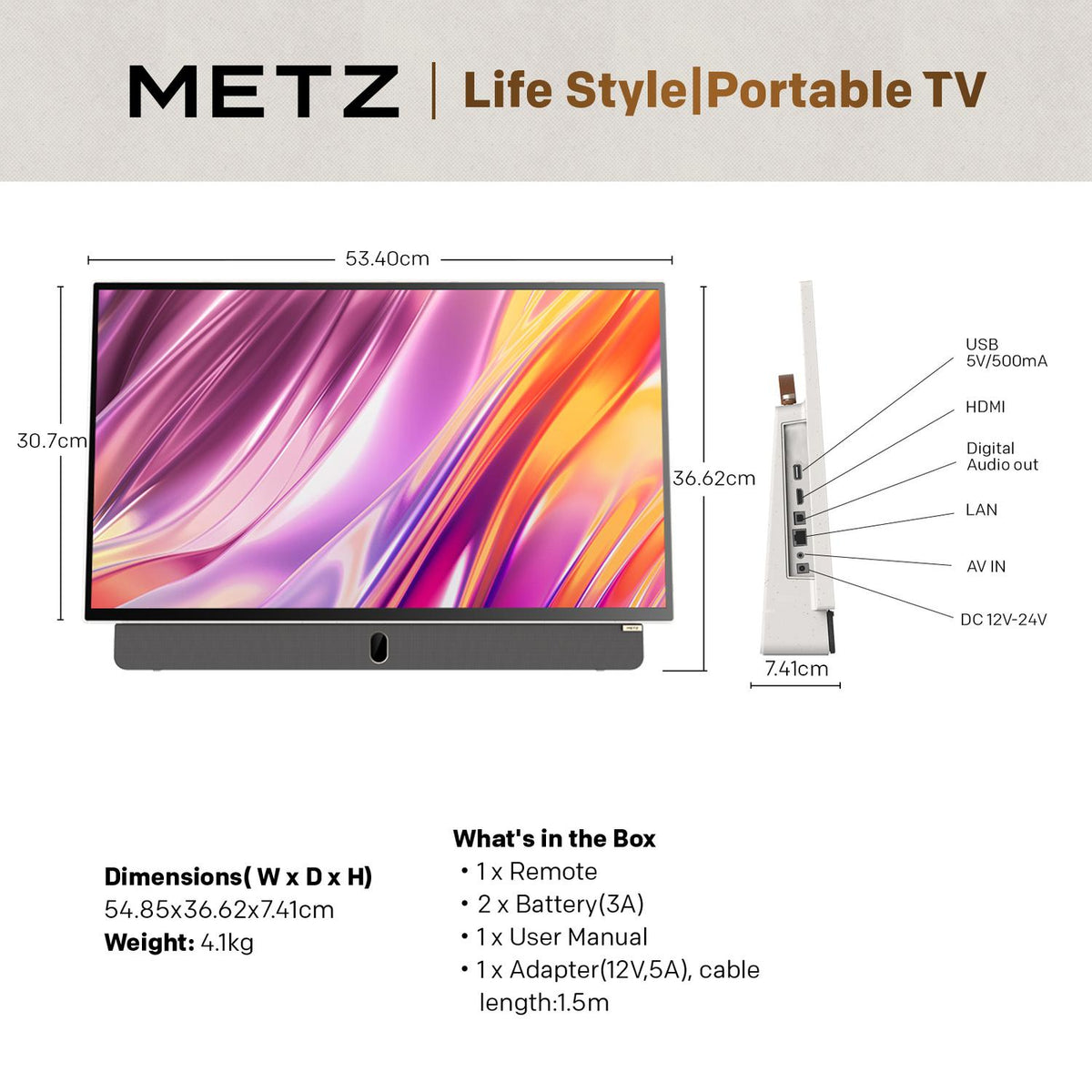 Metz 24MPE7002Z 24" Full HD Portable Smart Google TV