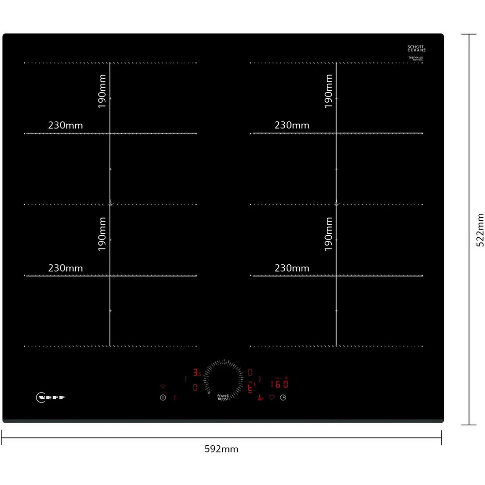Neff T66FHX4L0 59.2cm Induction Hob - Black