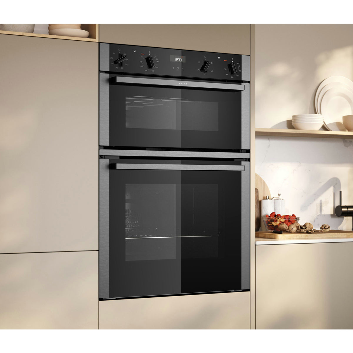 Neff U1ACE2AN3B 59.4cm Built In Electric Double Oven - Stainless Steel