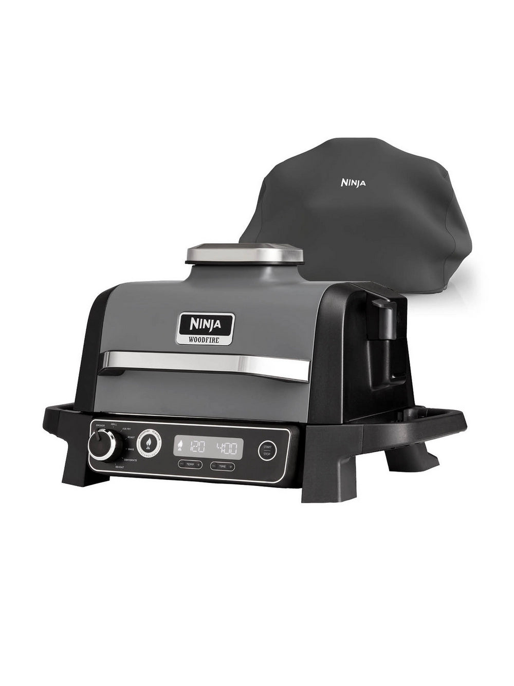 Ninja OG703UK Outdoor Woodfire Electric BBQ Grill & Smoker with Cover - Black