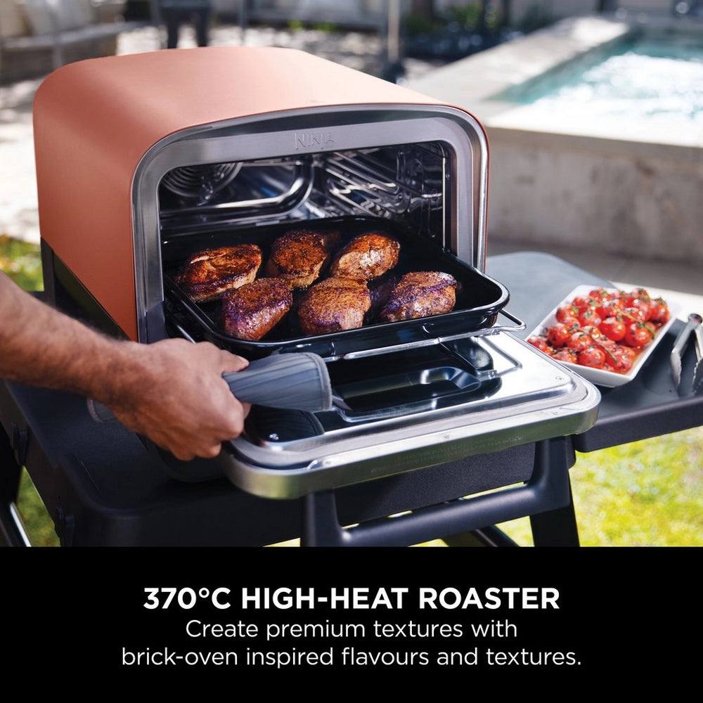 Ninja OO101UK Ninja Woodfire Outdoor Oven- Artisan Pizza Maker and BBQ Smoker - Terracotta/Steel