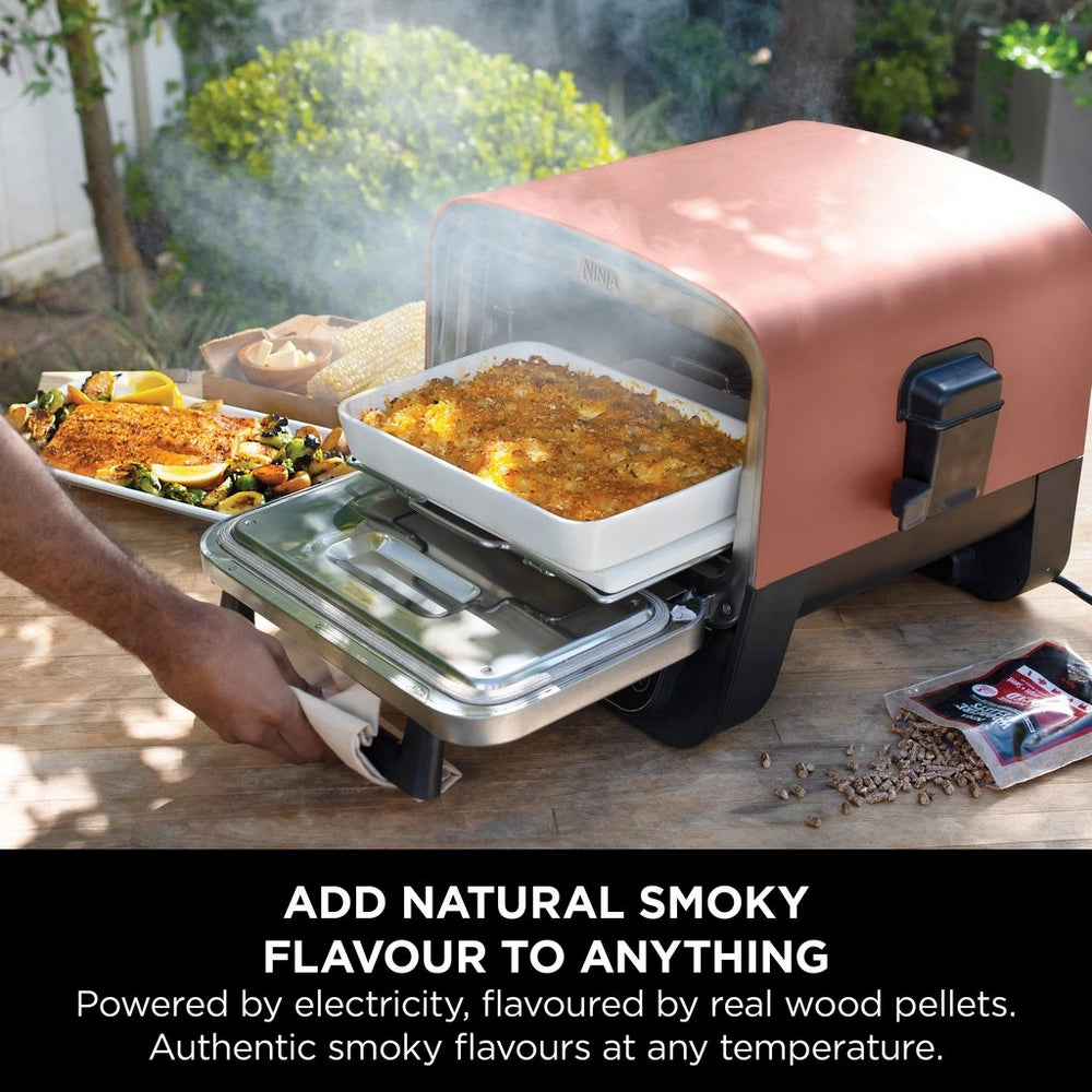 Ninja OO101UK Ninja Woodfire Outdoor Oven- Artisan Pizza Maker and BBQ Smoker - Terracotta/Steel