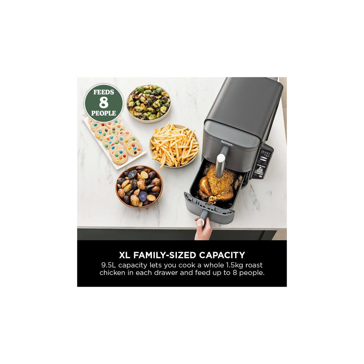 Ninja SL400UK Double Stack XL 2-Drawer 9.5L Air Fryer - Grey