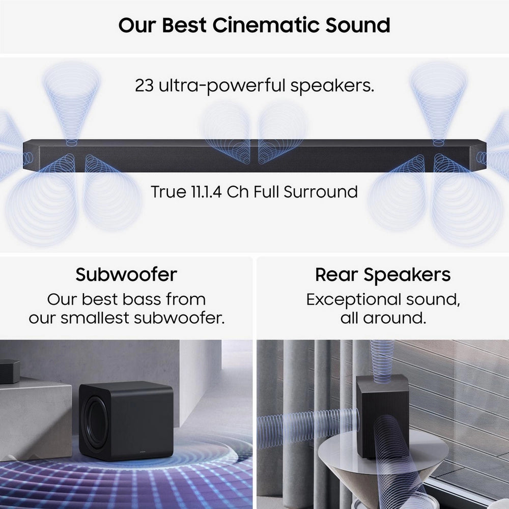 Samsung HW-Q990H/XU 11.1.4ch Q-Series Soundbar with Subwoofer & Rear Speaker - Titan Black