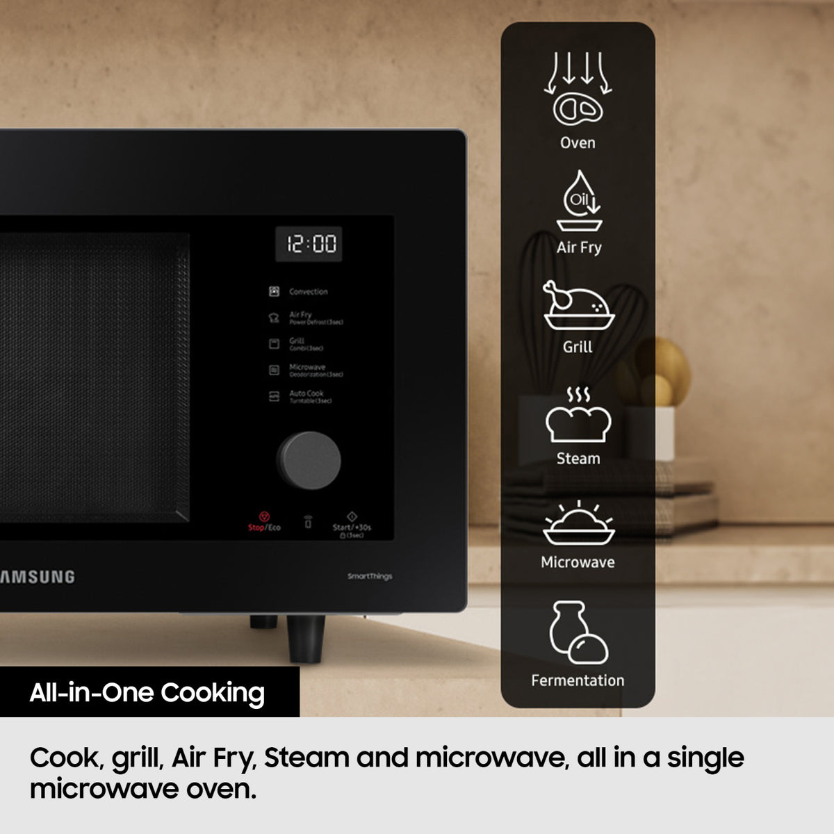 Samsung MC32DG7646CKE3 32L All-In-One Combi Microwave Oven with Air Fry - Black