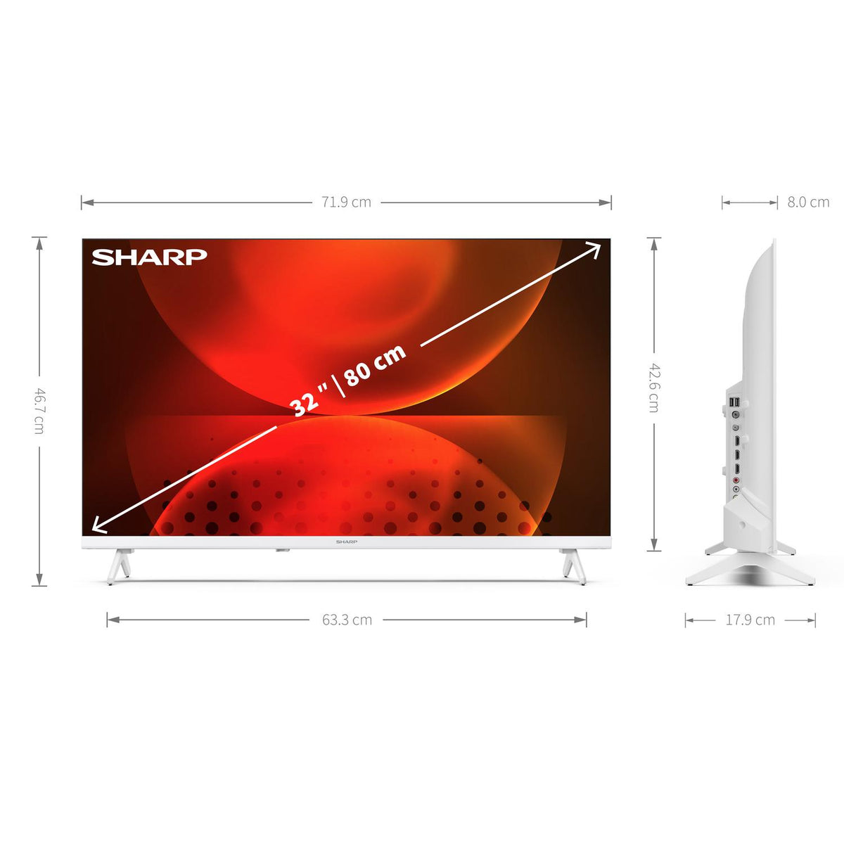 Sharp 1T-C32FH2KL2AW 32" HD Ready Frameless White TV