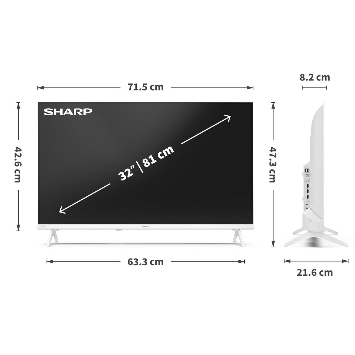Sharp 1T-C32HE2245KW 32" HD Ready TiVo Smart TV - White