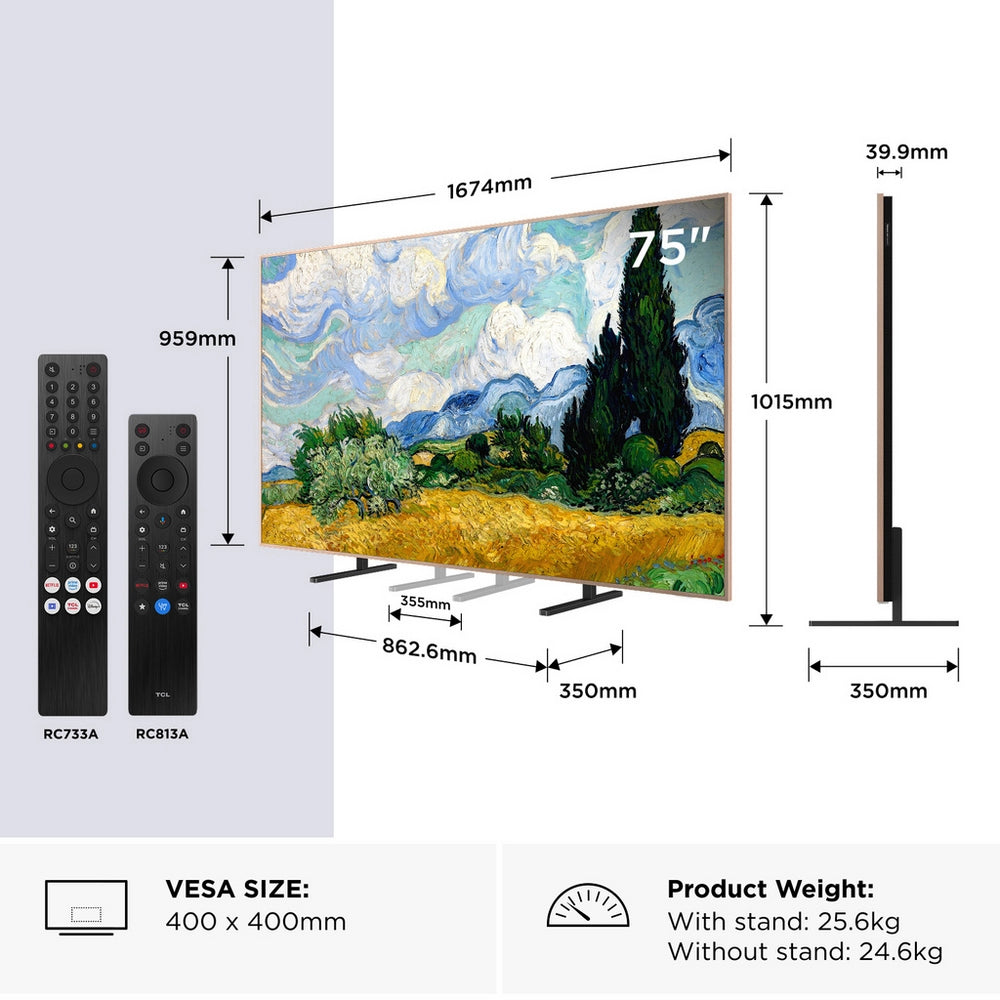 TCL 75A400 PRO-UK 75" 4K Ultra HD QD-MINI LED AI Art TV