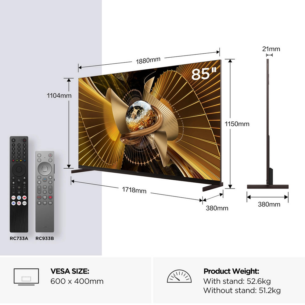 TCL 85X11L-UK 85" 4K Ultra HD SQD MINI LED Google TV - Black