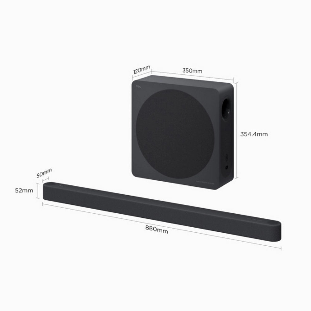 TCL A65-UK 3.1.2ch Soundbar with wireless subwoofer, Audio by Bang & Olufsen, Dolby Atmos - Black