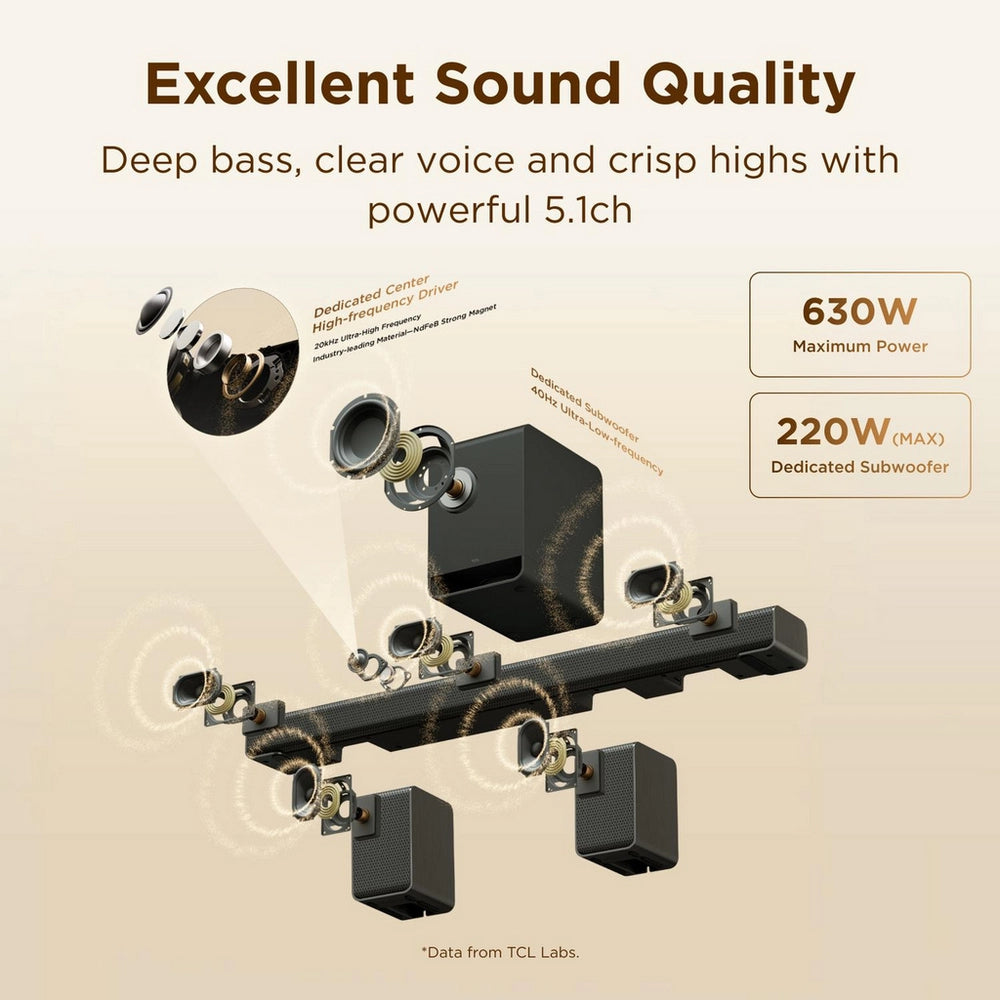 TCL S65K-UK 5.1ch with wireless subwoofer Dolby Atmos - Black