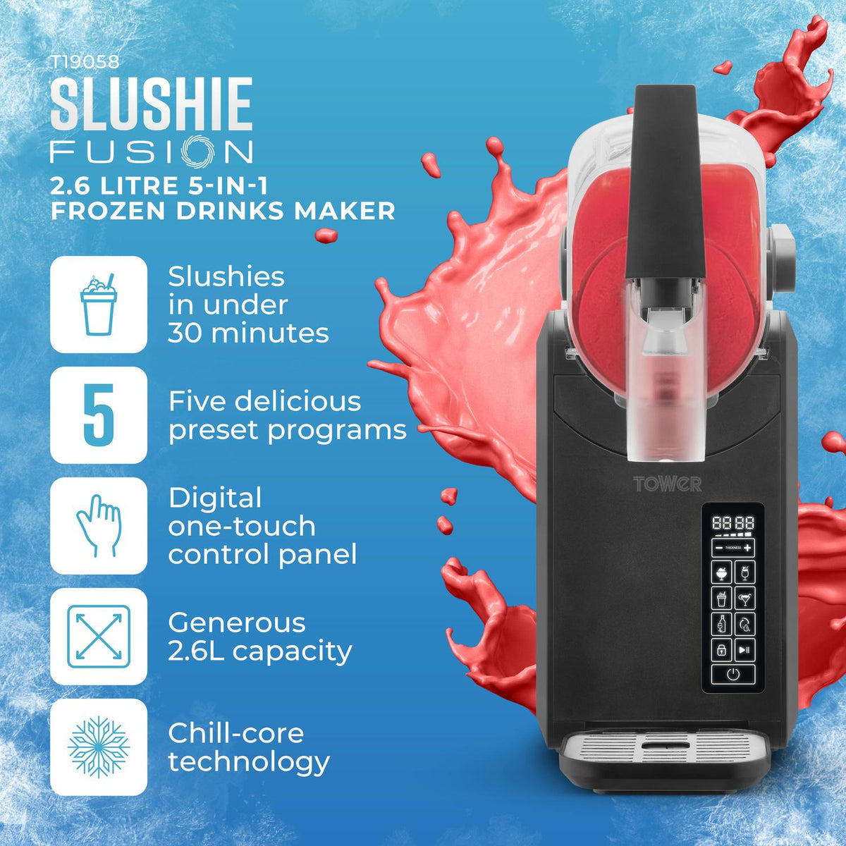 Tower T19058 2.6l Frozen Drink Slushi Maker - Black
