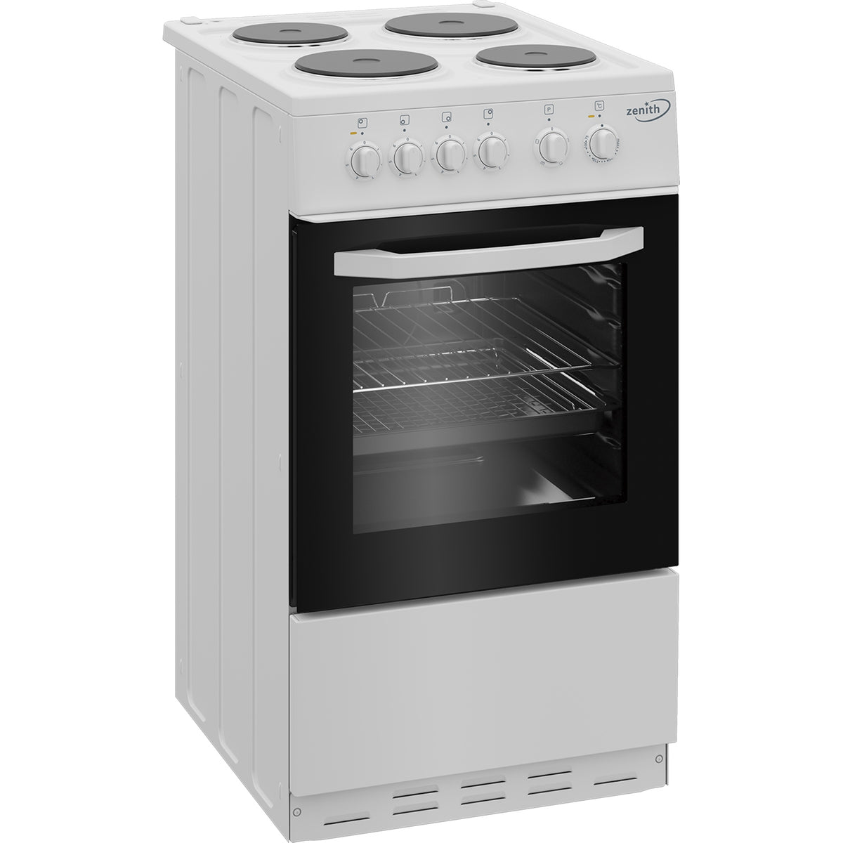 Zenith ZE503W 50cm Electric Single Oven with solid plate - hob White