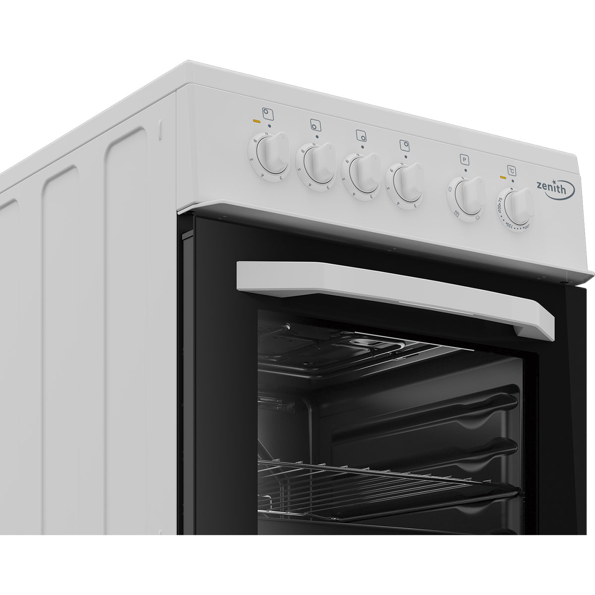 Zenith ZE503W 50cm Electric Single Oven with solid plate - hob White