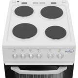 Zenith ZE503W 50cm Electric Single Oven with solid plate - hob White